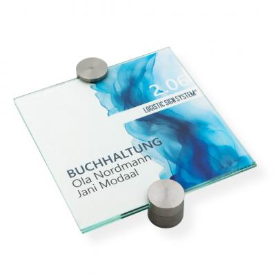 Tuerschild VITRUM P Glasschild fuer Buero 160 160 mm